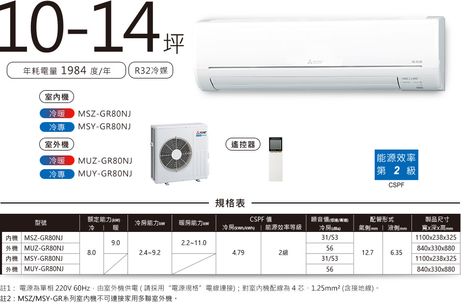靜音大師GR MSZ-GE MSY-GE 10-14坪