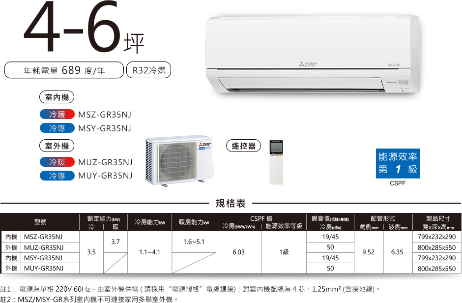 靜音大師GR MSZ-GE MSY-GE 4-6坪