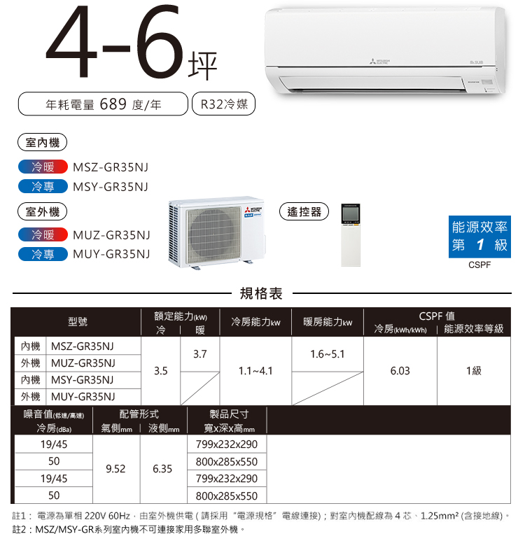 靜音大師GR MSZ-GE MSY-GE 4-6坪