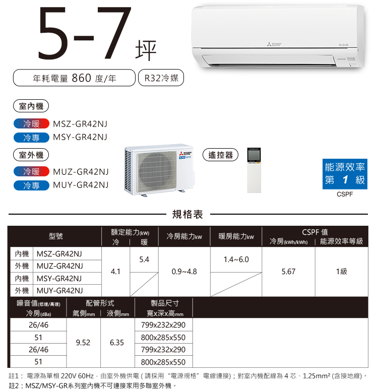 靜音大師GR MSZ-GE MSY-GE 5-7坪
