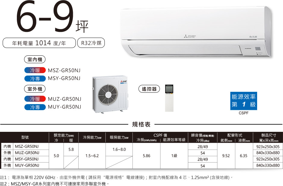 靜音大師GR MSZ-GE MSY-GE 6-9坪