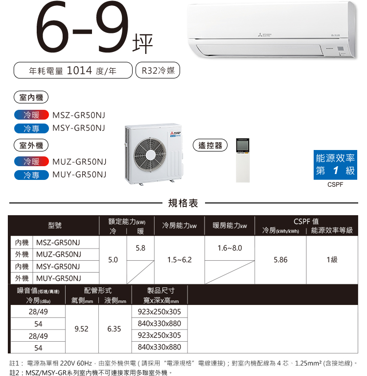 靜音大師GR MSZ-GE MSY-GE 6-9坪