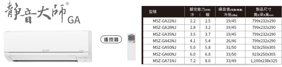 靜音大師 MSZ-GA MSY-GA